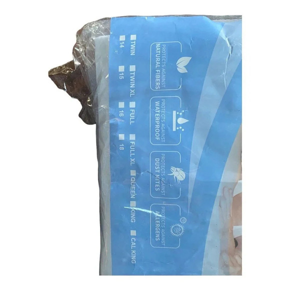 14" Sleep Well Waterproof Mattress Protector, Full Size White  Cover - Picture 3 of 5